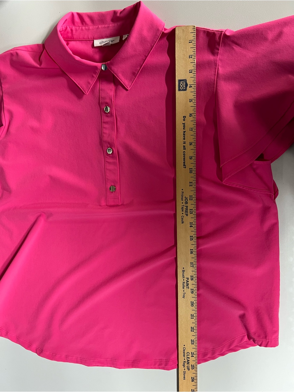 Chico's Pink Short Sleeve Flutter Sleeve Polo Blouse Size 3 (womens 16) - Picture 6 of 6